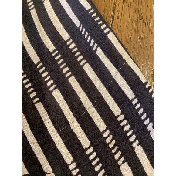 ALC Simona Silk Mini Dress Long Sleeve Front Tie Stripes Black White Small - Picture 9 of 10